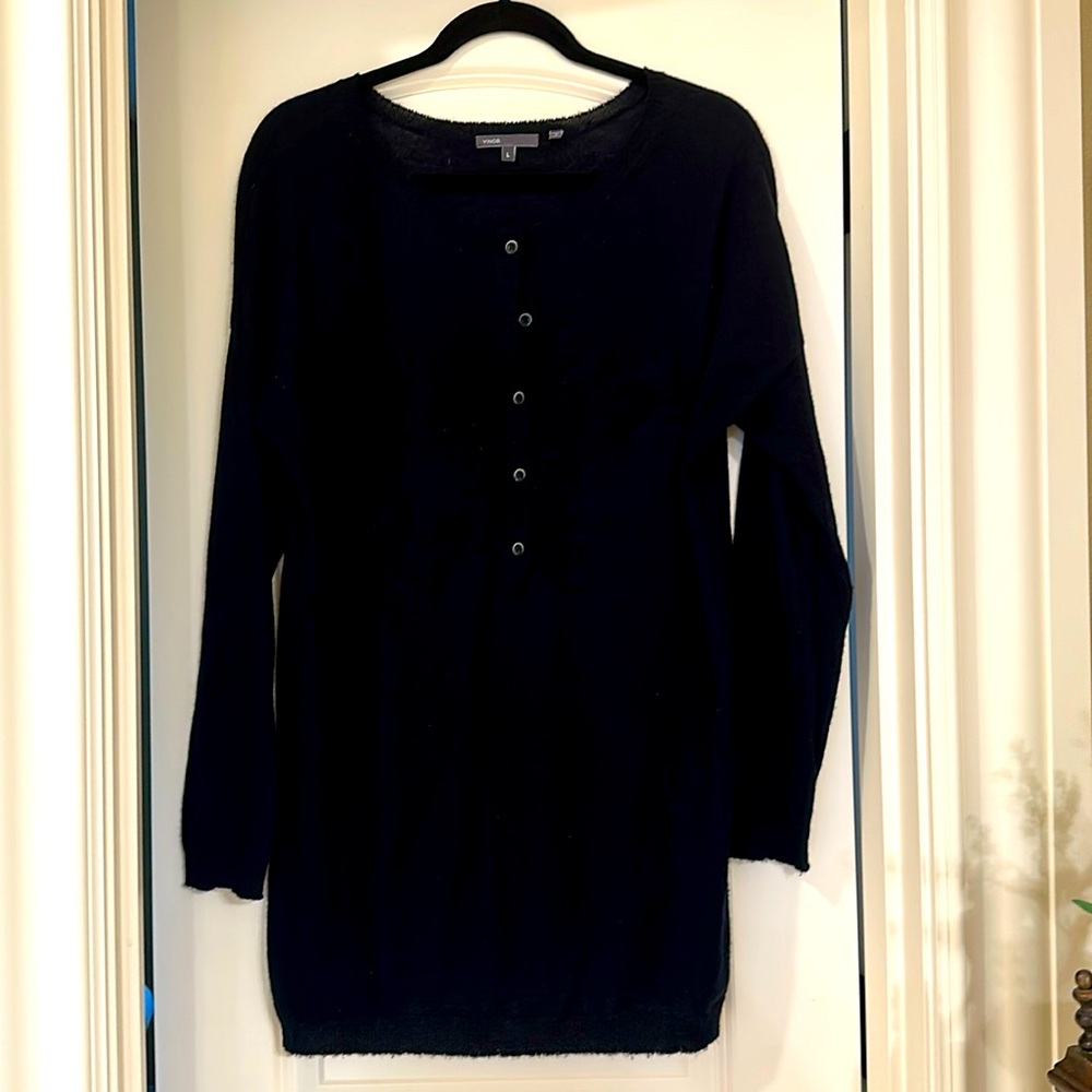 Vince, long cashmere sweater, size L, dark blue